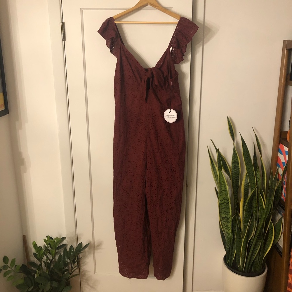 Maroon eyelit jumpsuit
